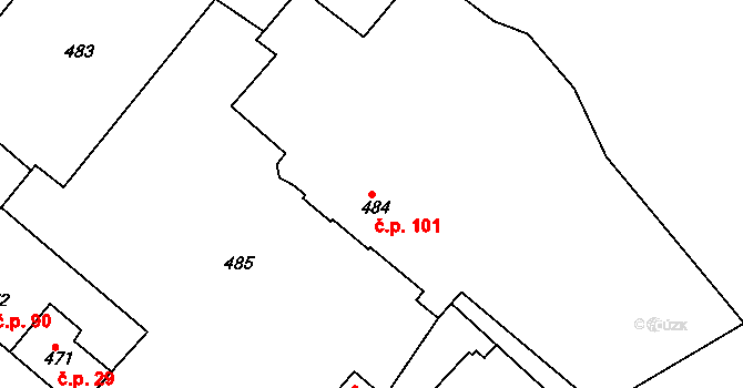 Svatava 101 na parcele st. 484 v KÚ Svatava, Katastrální mapa