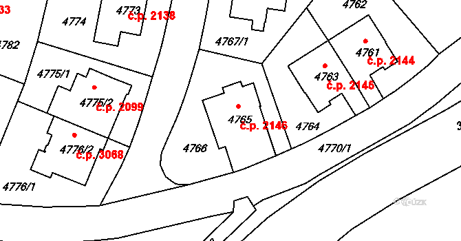 Záběhlice 2146, Praha na parcele st. 4765 v KÚ Záběhlice, Katastrální mapa
