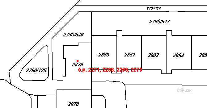 Stodůlky 2272,2273,2274,2275,, Praha na parcele st. 2880 v KÚ Stodůlky, Katastrální mapa