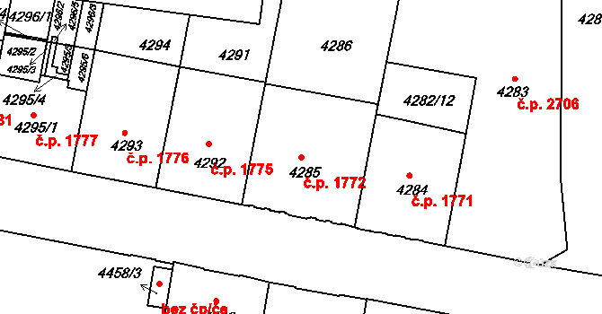 České Budějovice 3 1772, České Budějovice na parcele st. 4285 v KÚ České Budějovice 3, Katastrální mapa