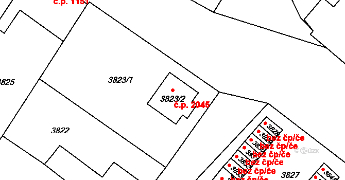 Česká Lípa 2045 na parcele st. 3823/2 v KÚ Česká Lípa, Katastrální mapa