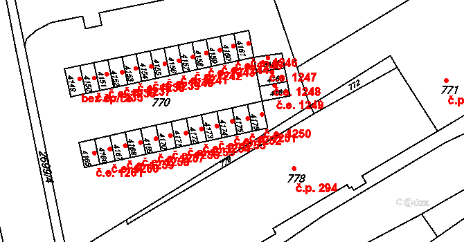 Kuřim 1252 na parcele st. 4174 v KÚ Kuřim, Katastrální mapa