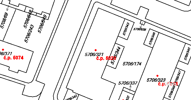 Jihlava 5020 na parcele st. 5706/321 v KÚ Jihlava, Katastrální mapa