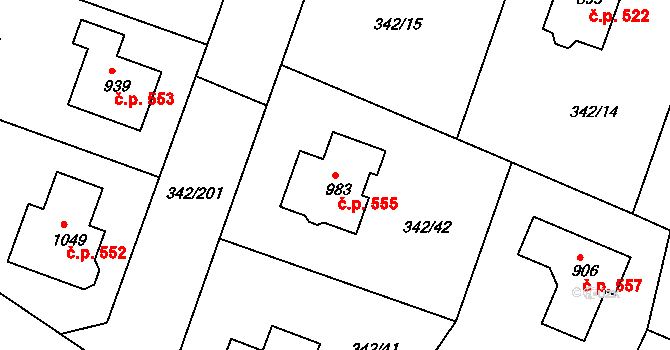 Ždírec nad Doubravou 555 na parcele st. 983 v KÚ Ždírec nad Doubravou, Katastrální mapa