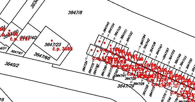 Znojmo 1218 na parcele st. 3647/35 v KÚ Znojmo-město, Katastrální mapa