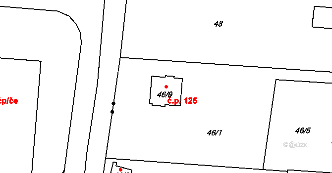 Stará Lípa 125, Česká Lípa na parcele st. 46/9 v KÚ Stará Lípa, Katastrální mapa