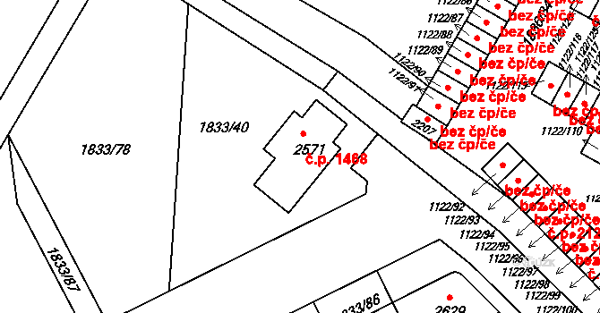 Uničov 1468 na parcele st. 2571 v KÚ Uničov, Katastrální mapa
