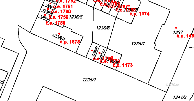 Děčín IV-Podmokly 1166, Děčín na parcele st. 1236/5 v KÚ Podmokly, Katastrální mapa