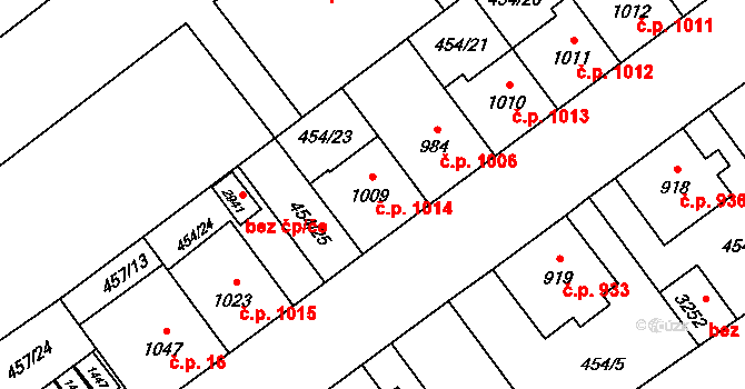 Přívoz 1014, Ostrava na parcele st. 1009 v KÚ Přívoz, Katastrální mapa
