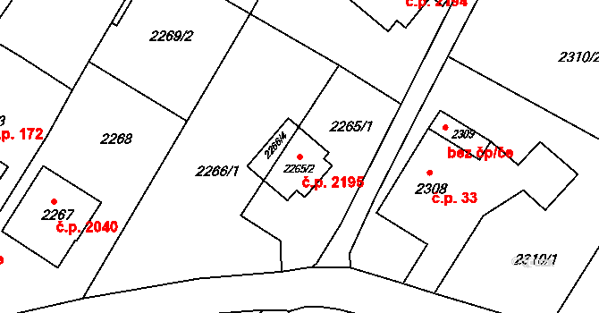 Poruba 2195, Ostrava na parcele st. 2265/2 v KÚ Poruba, Katastrální mapa