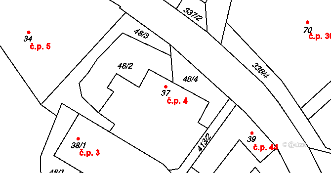 Dolní Libochová 4 na parcele st. 37 v KÚ Dolní Libochová, Katastrální mapa
