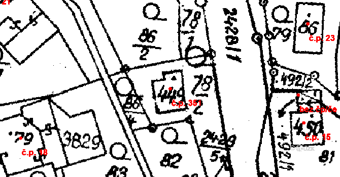 Horní Branná 38510839 na parcele st. 445 v KÚ Horní Branná, Katastrální mapa