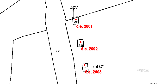 Prunéřov 2002, Kadaň na parcele st. 61/5 v KÚ Prunéřov, Katastrální mapa