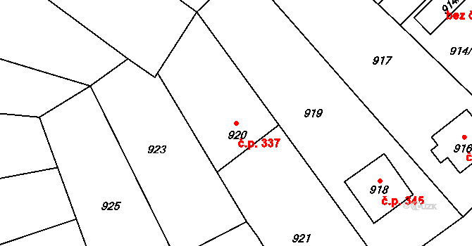 Fryšták 337 na parcele st. 920 v KÚ Fryšták, Katastrální mapa