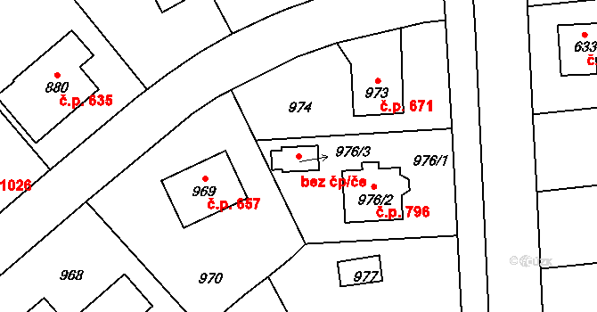 Praha 41564839 na parcele st. 976/3 v KÚ Šeberov, Katastrální mapa