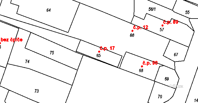Štáblovice 17 na parcele st. 65 v KÚ Štáblovice, Katastrální mapa