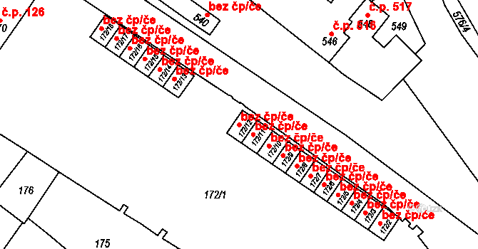 Jemnice 46552839 na parcele st. 172/12 v KÚ Jemnice, Katastrální mapa