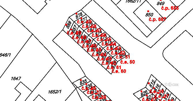 Boršice 63 na parcele st. 882 v KÚ Boršice u Buchlovic, Katastrální mapa