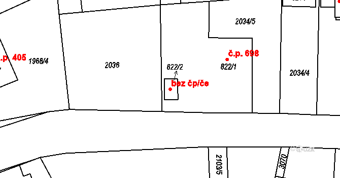 Choceň 49804839 na parcele st. 822/2 v KÚ Choceň, Katastrální mapa