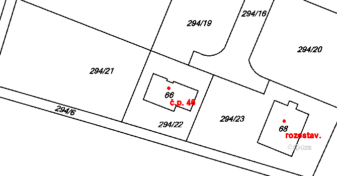 Březno 46, Velemín na parcele st. 66 v KÚ Březno, Katastrální mapa