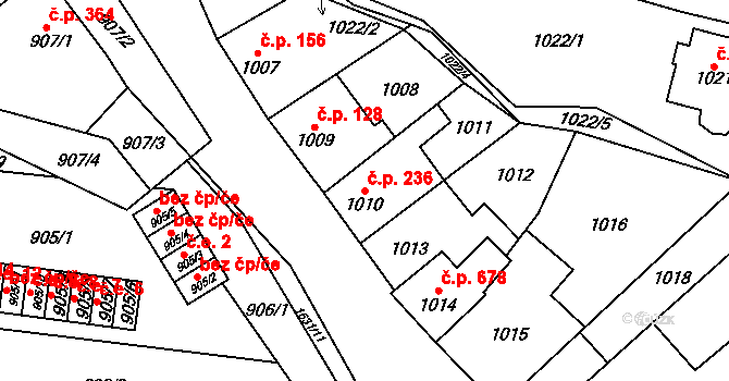 Drnovice 236 na parcele st. 1010 v KÚ Drnovice u Vyškova, Katastrální mapa