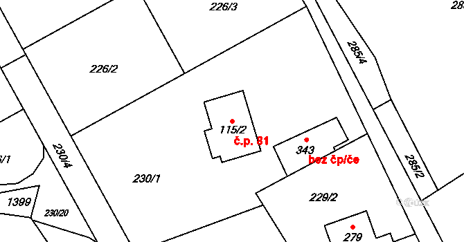 Horní Libchavy 81, Libchavy na parcele st. 115/2 v KÚ Horní Libchavy, Katastrální mapa