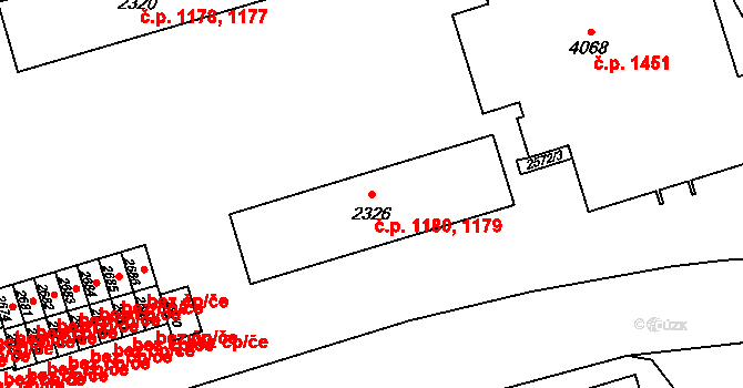 Beroun-Město 1179,1180, Beroun na parcele st. 2326 v KÚ Beroun, Katastrální mapa