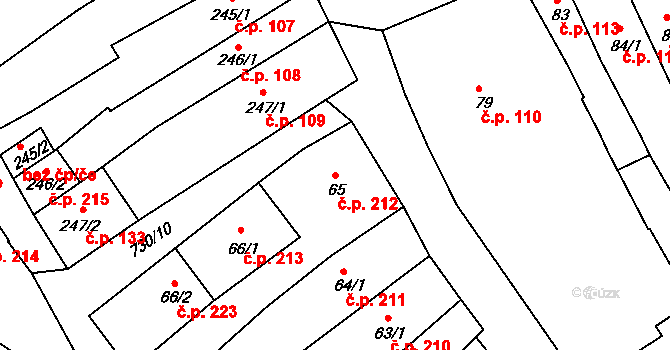 Broumov 212 na parcele st. 65 v KÚ Broumov, Katastrální mapa