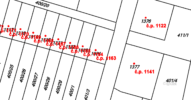 Přelouč 1163 na parcele st. 1324 v KÚ Přelouč, Katastrální mapa