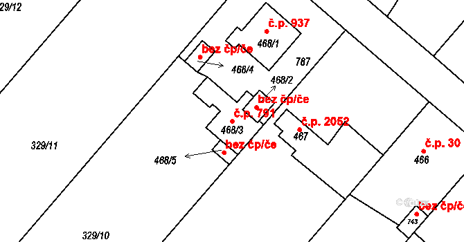 Kralupy nad Vltavou 791 na parcele st. 468/3 v KÚ Lobeč, Katastrální mapa