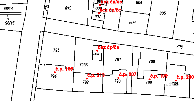 Baška 84078839 na parcele st. 793/2 v KÚ Baška, Katastrální mapa