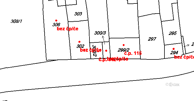 Kaplice 112 na parcele st. 300/2 v KÚ Kaplice, Katastrální mapa