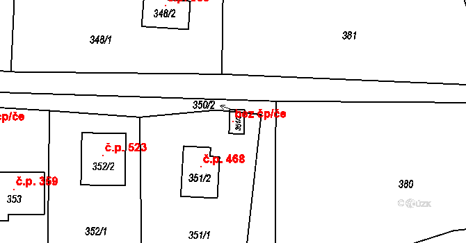 Valašské Meziříčí 98312839 na parcele st. 351/3 v KÚ Brňov, Katastrální mapa