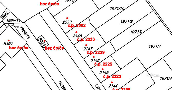 Kroměříž 2229 na parcele st. 2147 v KÚ Kroměříž, Katastrální mapa