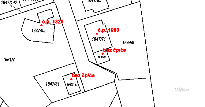 Bystřice nad Pernštejnem 106829840 na parcele st. 1844/9 v KÚ Bystřice nad Pernštejnem, Katastrální mapa