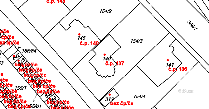 Sedlec 137, Starý Plzenec na parcele st. 140 v KÚ Sedlec u Starého Plzence, Katastrální mapa