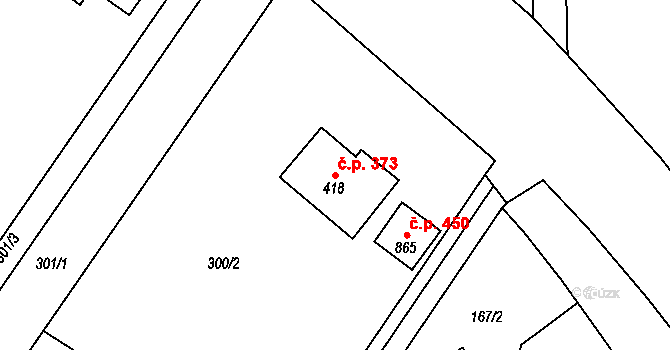 Přerov II-Předmostí 373, Přerov na parcele st. 418 v KÚ Předmostí, Katastrální mapa