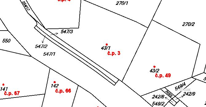 Zavadilka 3, Jizbice na parcele st. 43/1 v KÚ Jizbice u Nymburka, Katastrální mapa