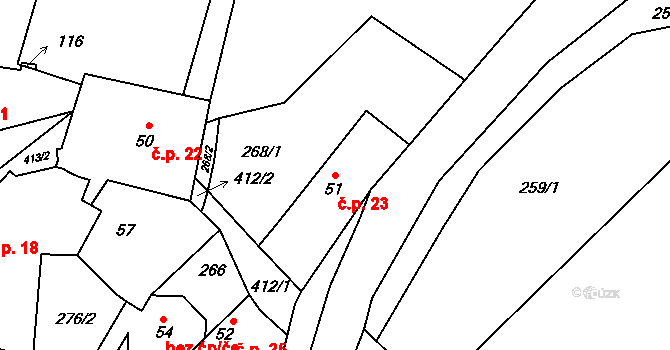 Talmberk 23, Samopše na parcele st. 51 v KÚ Talmberk, Katastrální mapa