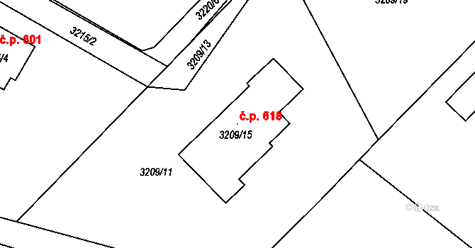 Podmoklice 618, Semily na parcele st. 3209/15 v KÚ Semily, Katastrální mapa