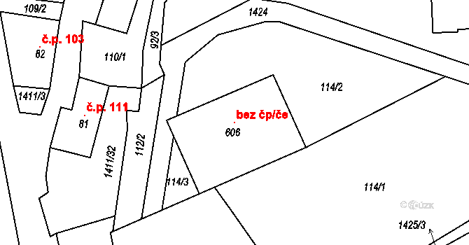 Česká Bělá 121461840 na parcele st. 606 v KÚ Česká Bělá, Katastrální mapa
