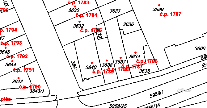Jihlava 1788 na parcele st. 3638 v KÚ Jihlava, Katastrální mapa
