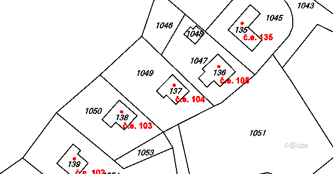 Čelina 104, Borotice na parcele st. 137 v KÚ Čelina, Katastrální mapa