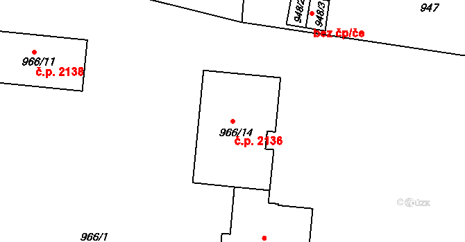 Pod Bezručovým vrchem 2136, Krnov na parcele st. 966/14 v KÚ Krnov-Horní Předměstí, Katastrální mapa