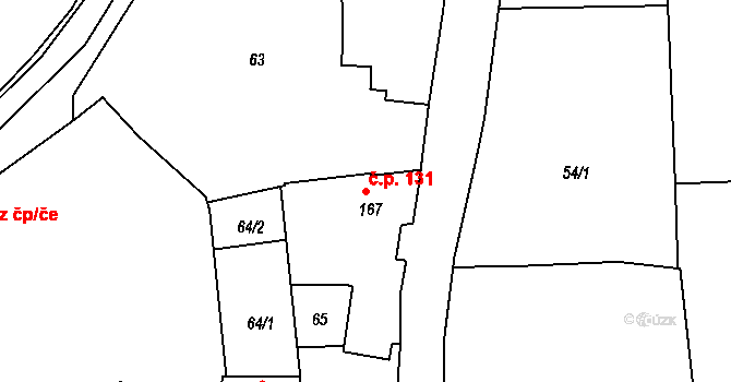 Cholina 131 na parcele st. 167 v KÚ Cholina, Katastrální mapa