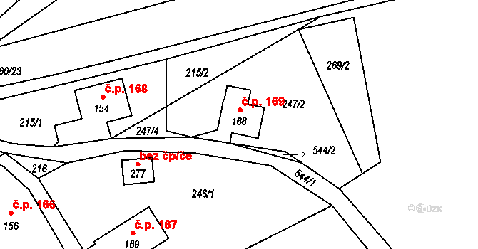 Prácheň 169, Kamenický Šenov na parcele st. 168 v KÚ Prácheň, Katastrální mapa