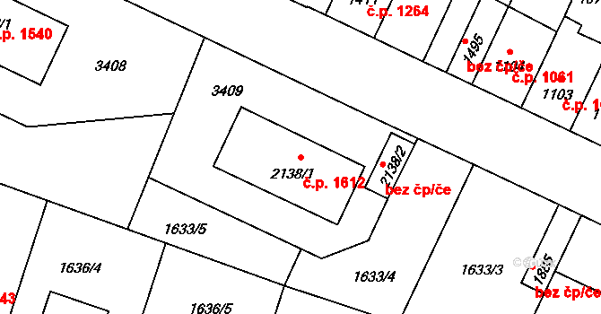 Hořice 1612 na parcele st. 2138/1 v KÚ Hořice v Podkrkonoší, Katastrální mapa