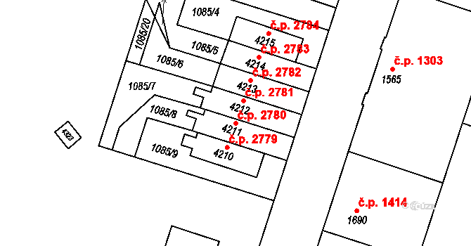 Dvůr Králové nad Labem 2780 na parcele st. 4211 v KÚ Dvůr Králové nad Labem, Katastrální mapa
