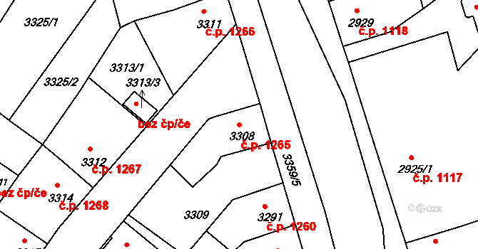 České Budějovice 6 1265, České Budějovice na parcele st. 3308 v KÚ České Budějovice 6, Katastrální mapa
