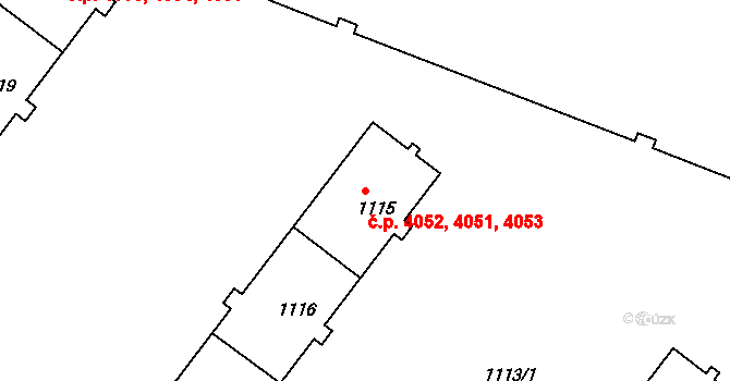 Chomutov 4051,4052,4053 na parcele st. 1115 v KÚ Chomutov II, Katastrální mapa
